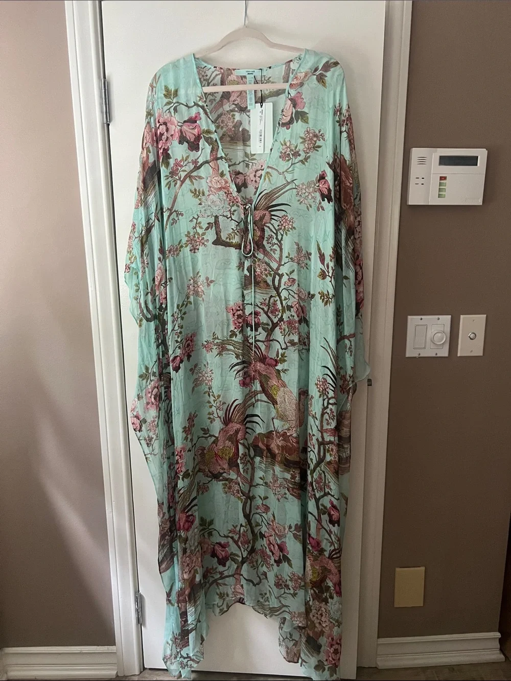 SKIMS Mint and Pink Floral Print Dress